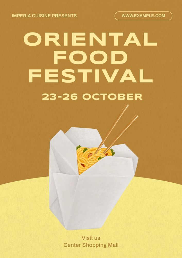 Oriental food festival  poster template, editable text and design