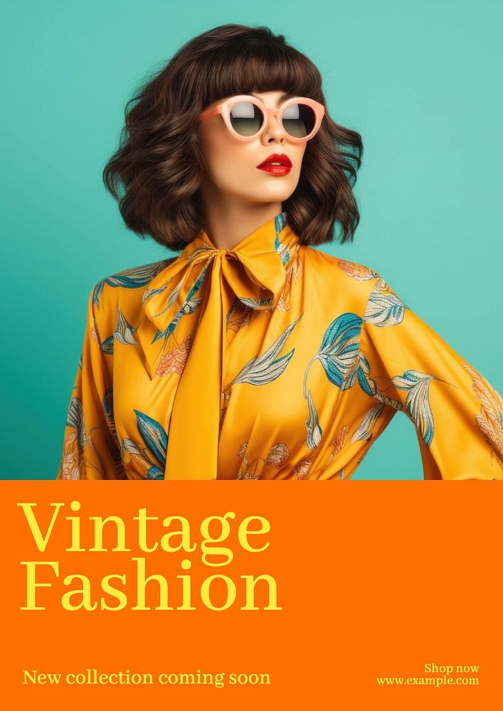 Vintage fashion poster template, editable text and design