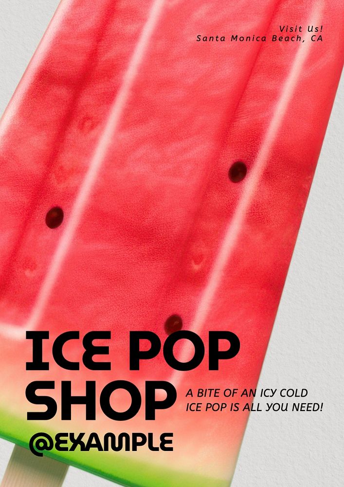 Popsicle shop poster template, editable text and design