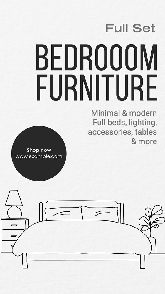 Bedroom furniture Instagram story template, editable text