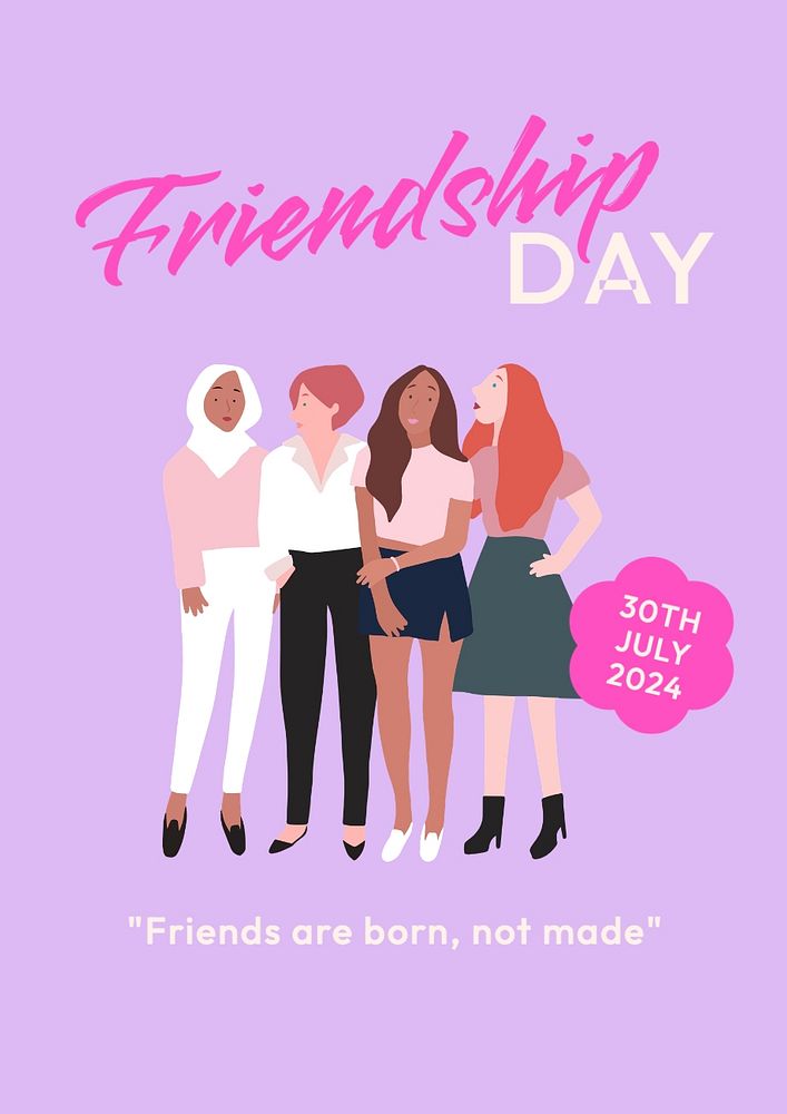 Friendship day poster template, editable text and design