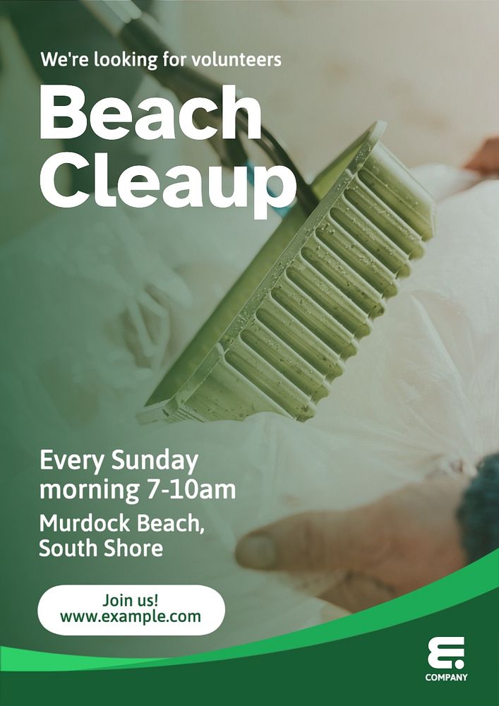 Beach cleanup poster template, editable text and design