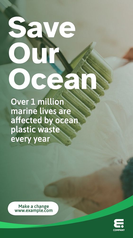 Save ocean Instagram story template, editable text