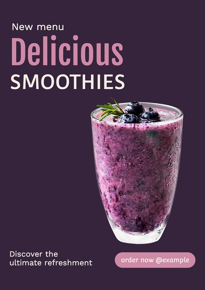 Delicious smoothies poster template, editable text and design