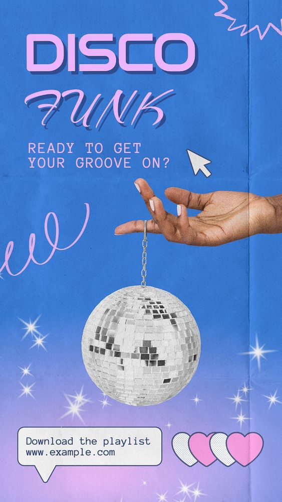 Retro disco music Instagram story template, editable text