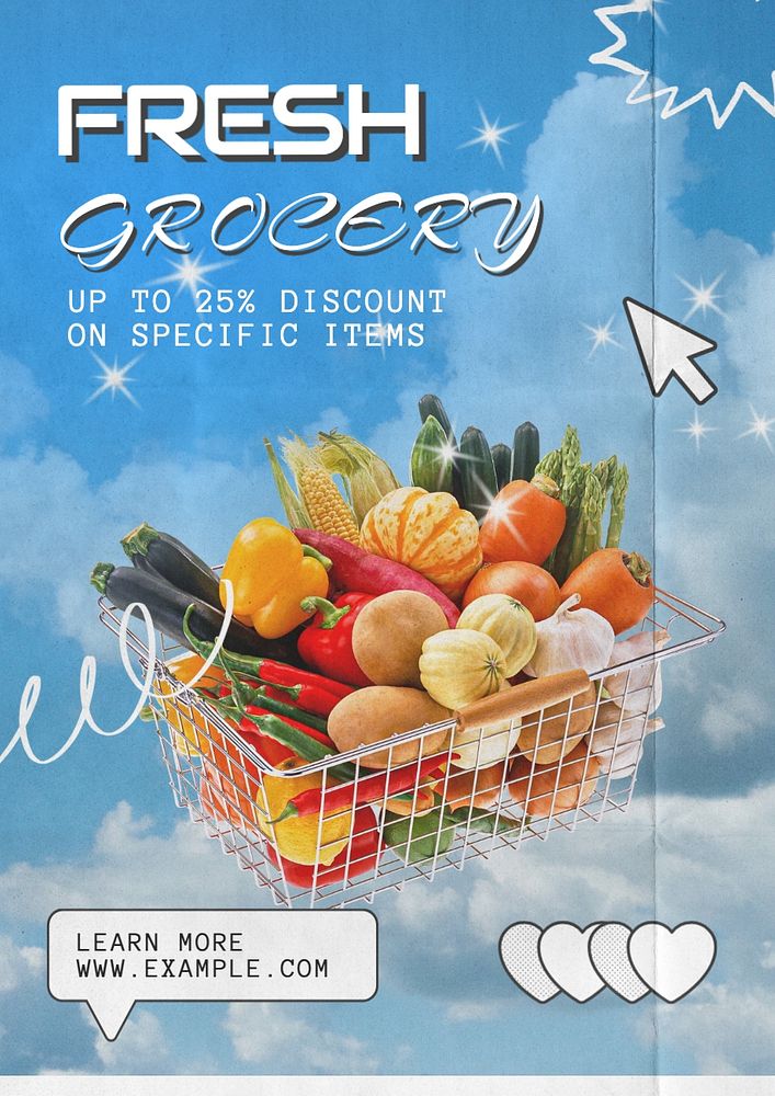 Fresh Grocery poster template, editable text and design