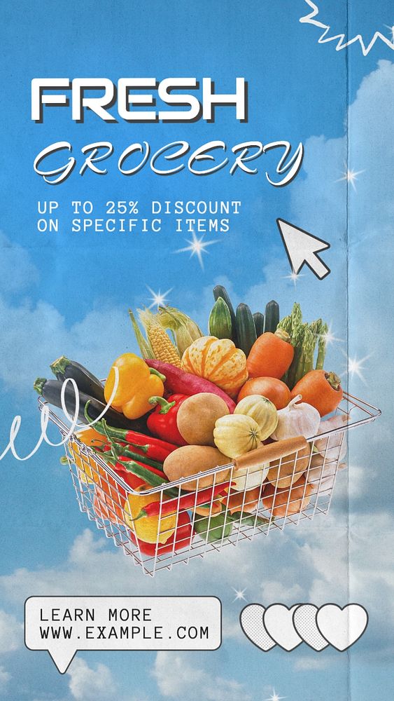 Fresh Grocery Instagram story template, editable text