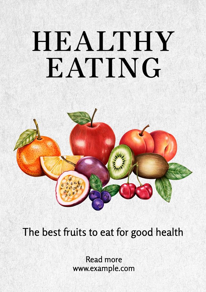 Healthy eating  poster template, editable text and design