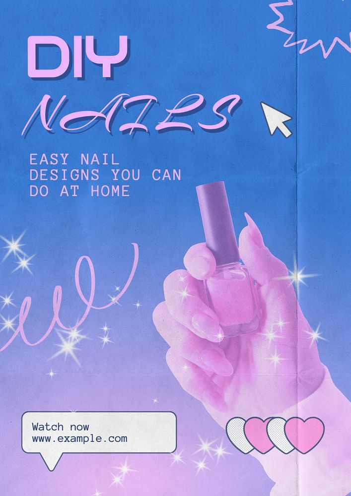 DIY nails poster template, editable text and design