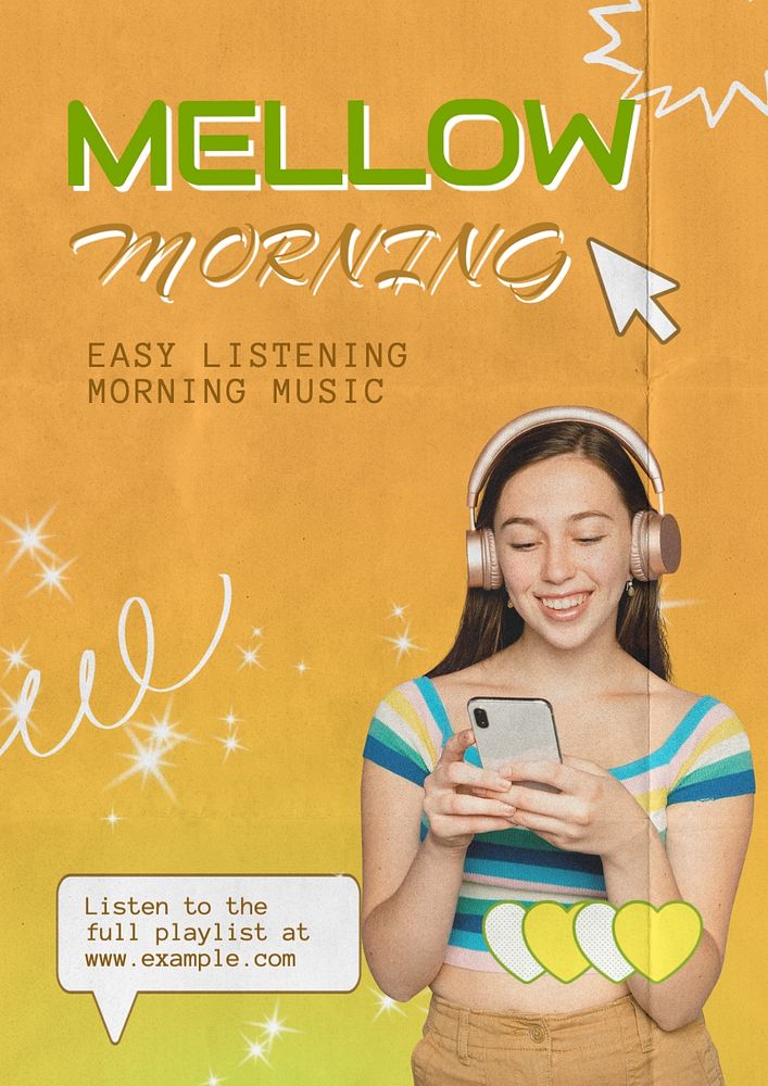 Mellow morning poster template, editable text and design