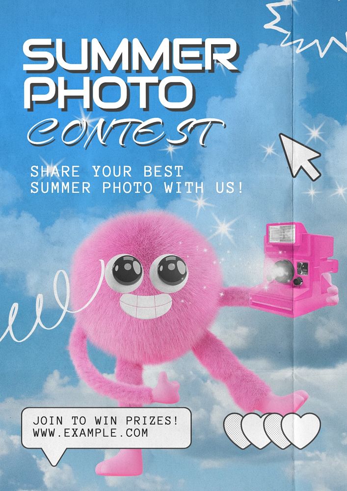 Summer photo contest poster template, editable text and design