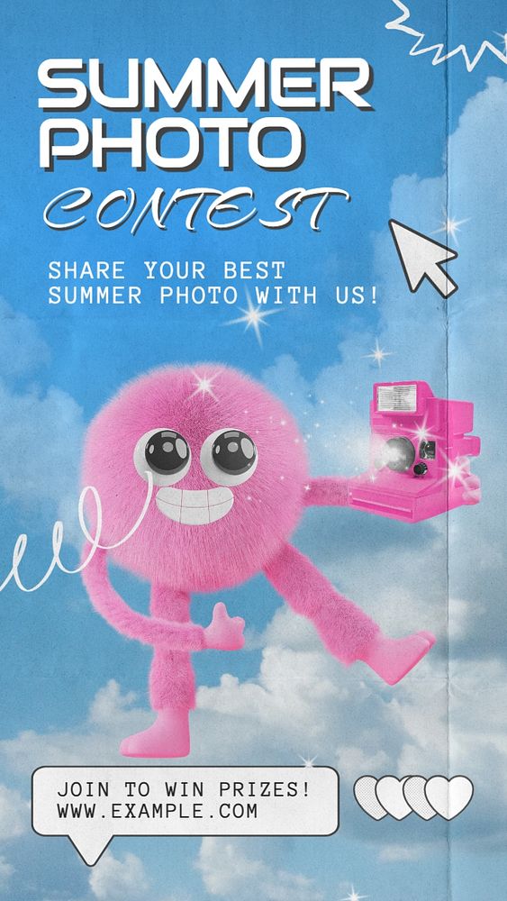 Summer photo contest Instagram story template, editable text