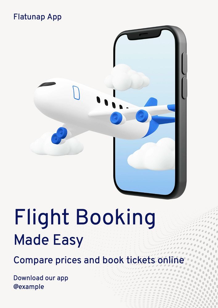 Flight booking poster template, editable text and design