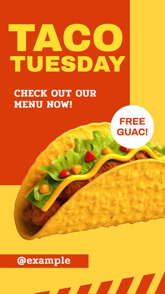 Taco Tuesday Instagram story template, editable text