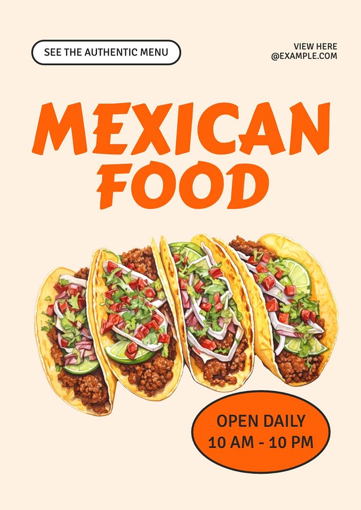 Mexican food poster template, editable text and design