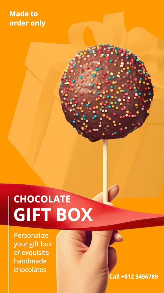 Chocolate gift box Instagram story template, editable text