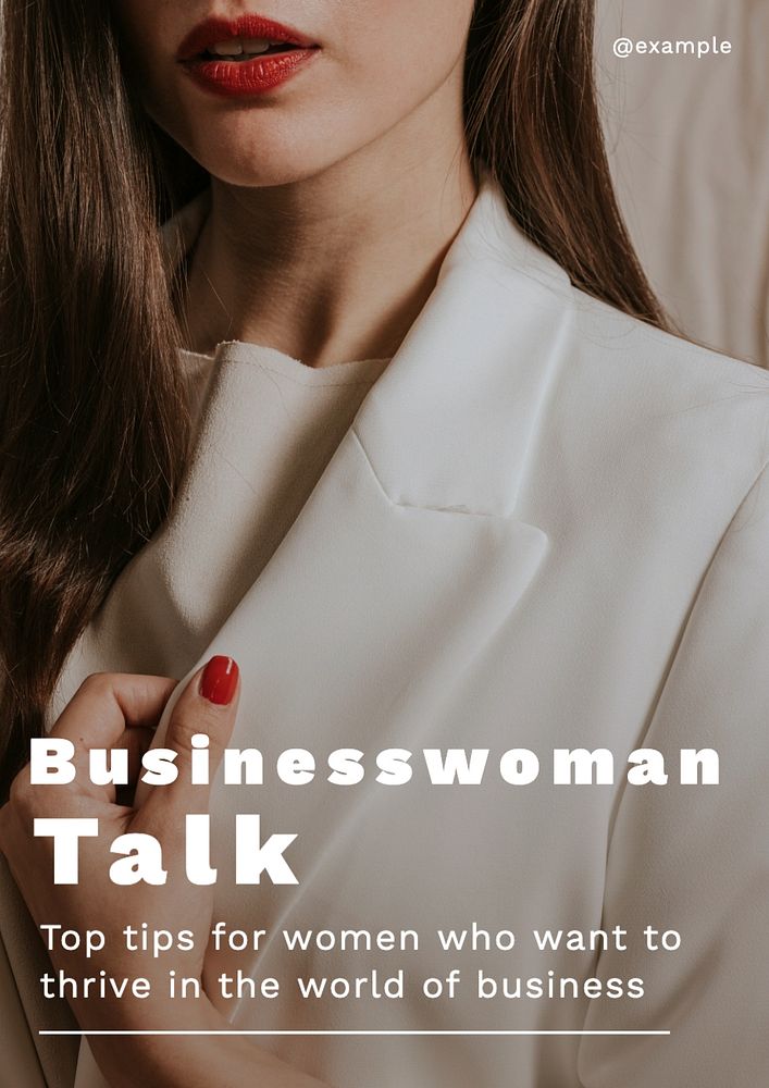 Businesswoman talk poster template, editable text and design