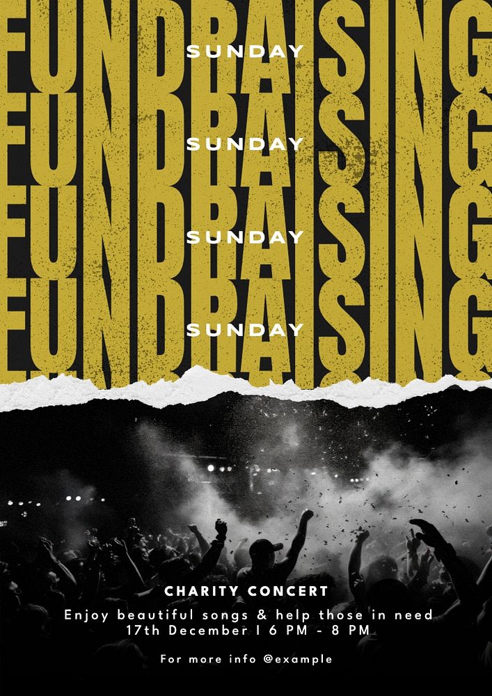 Fundraising charity concert poster template, editable text and design