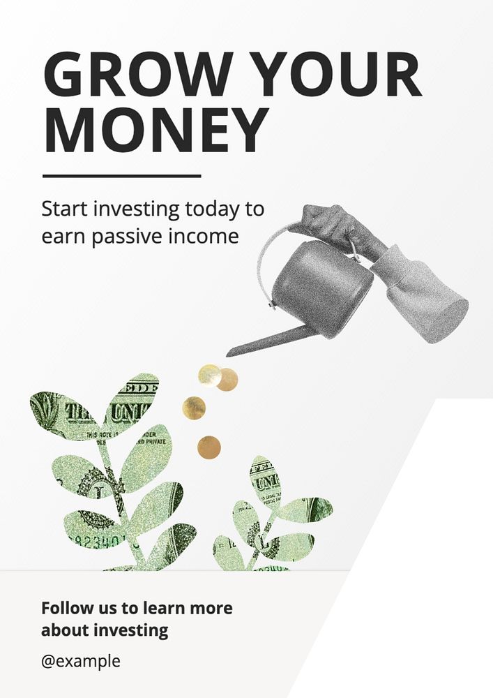 Grow your money poster template, editable text and design