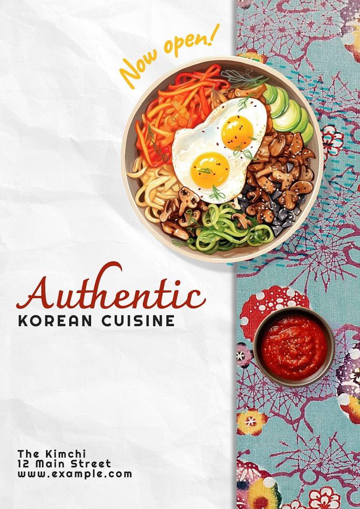 Korean cuisine poster template, editable text and design