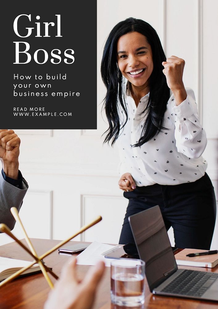 Girl boss poster template, editable text and design