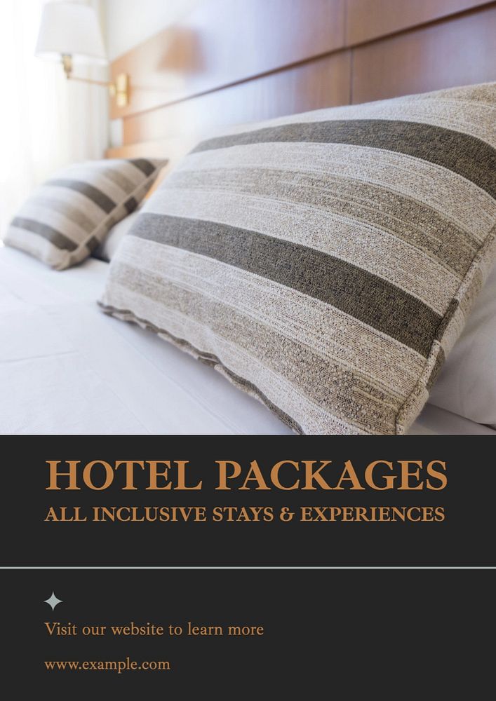 Hotel packages poster template, editable text and design