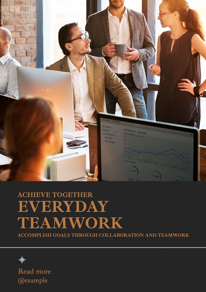 Teamwork poster template, editable text and design