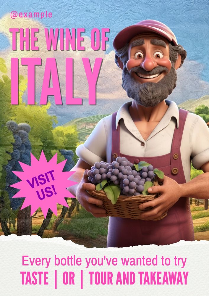 Wine of Italy poster template, editable text and design