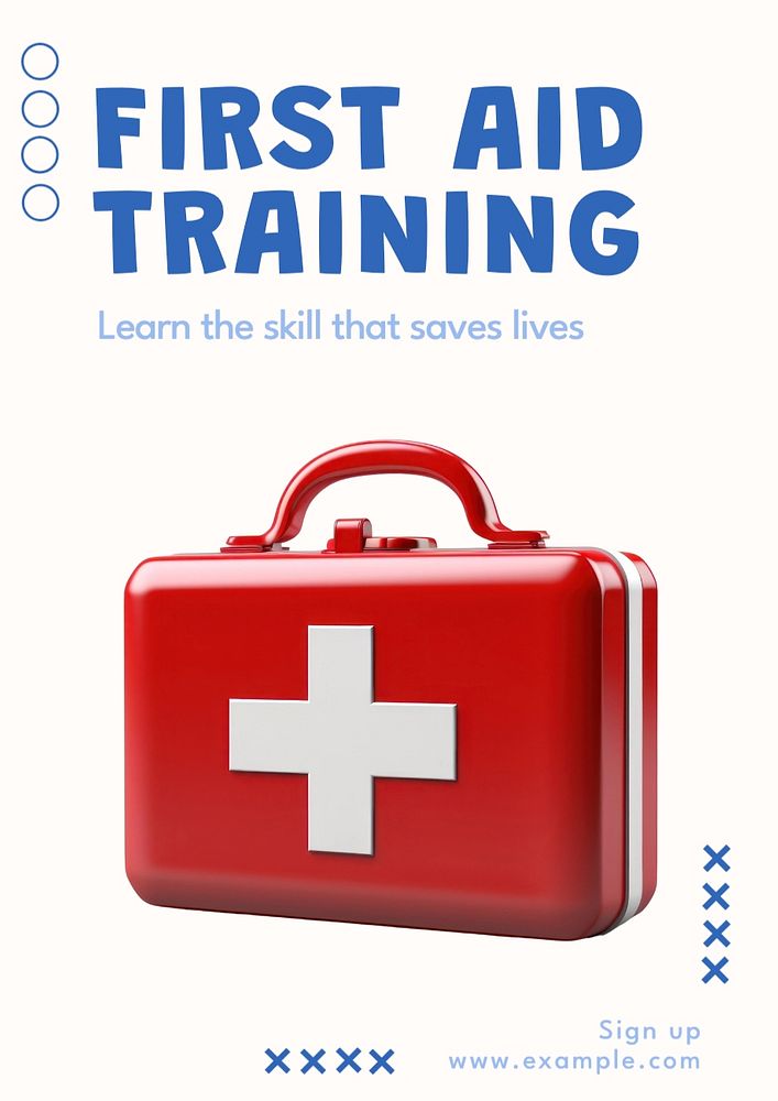 First aid training poster template, editable text and design