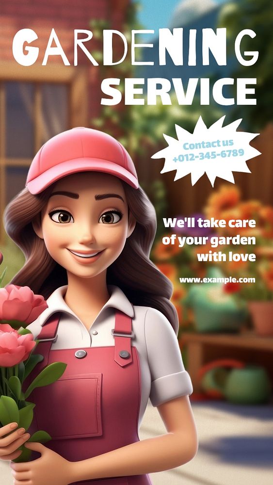 Gardening service Instagram story template, editable text