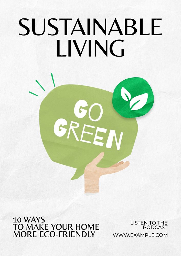 Sustainable living poster template, editable text and design