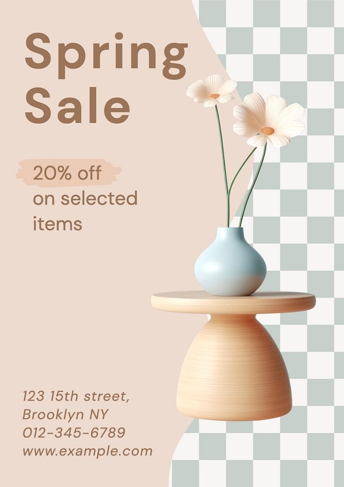 Spring sale poster template, editable text and design