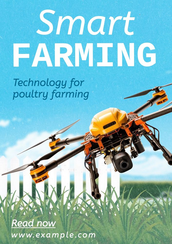 Smart farming poster template, editable text and design