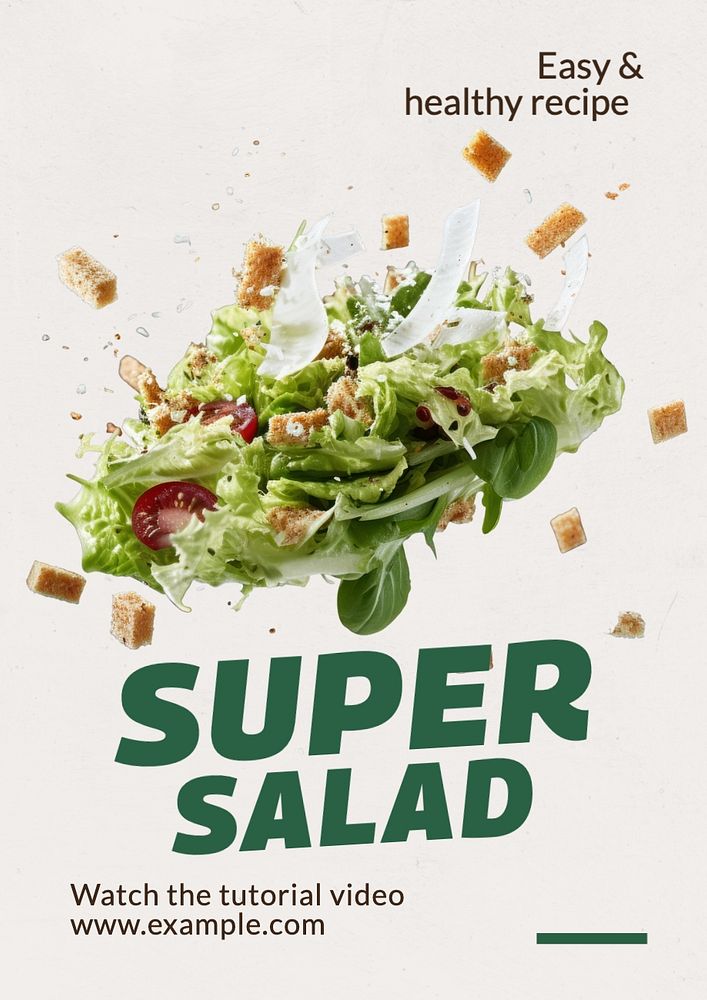 Salad recipe poster template, editable text and design