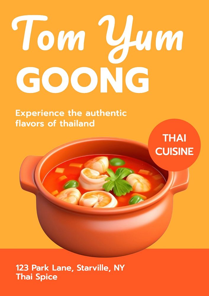 Tom yum goong poster template, editable text and design