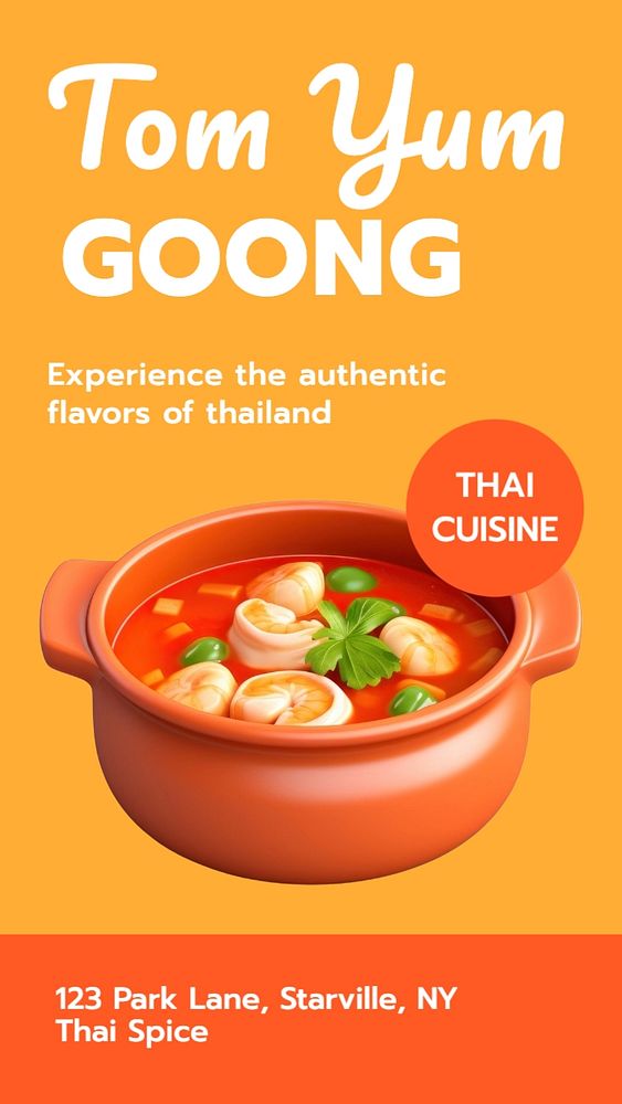 Tom yum goong Instagram story template, editable text