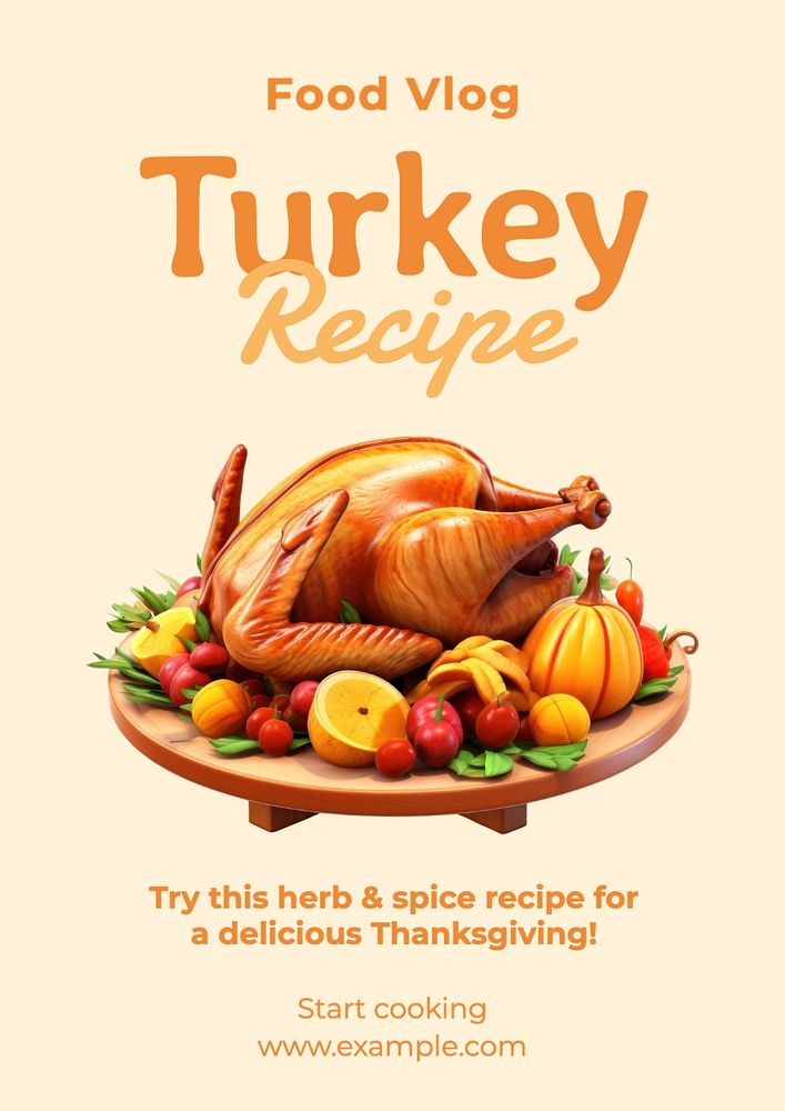 Turkey recipe poster template, editable text and design