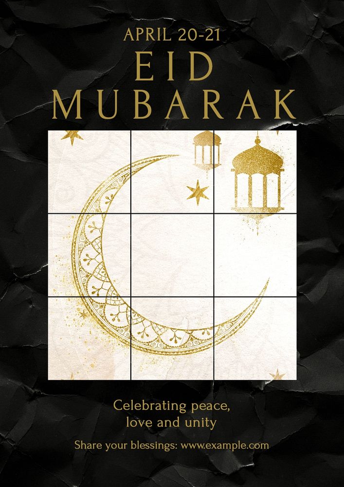 Eid Mubarak poster template, editable text and design