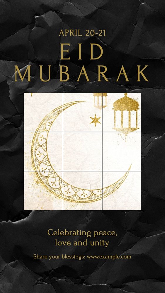 Eid Mubarak social story template, editable Instagram design