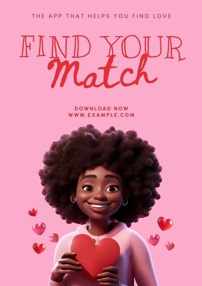 Dating app poster template, editable text and design