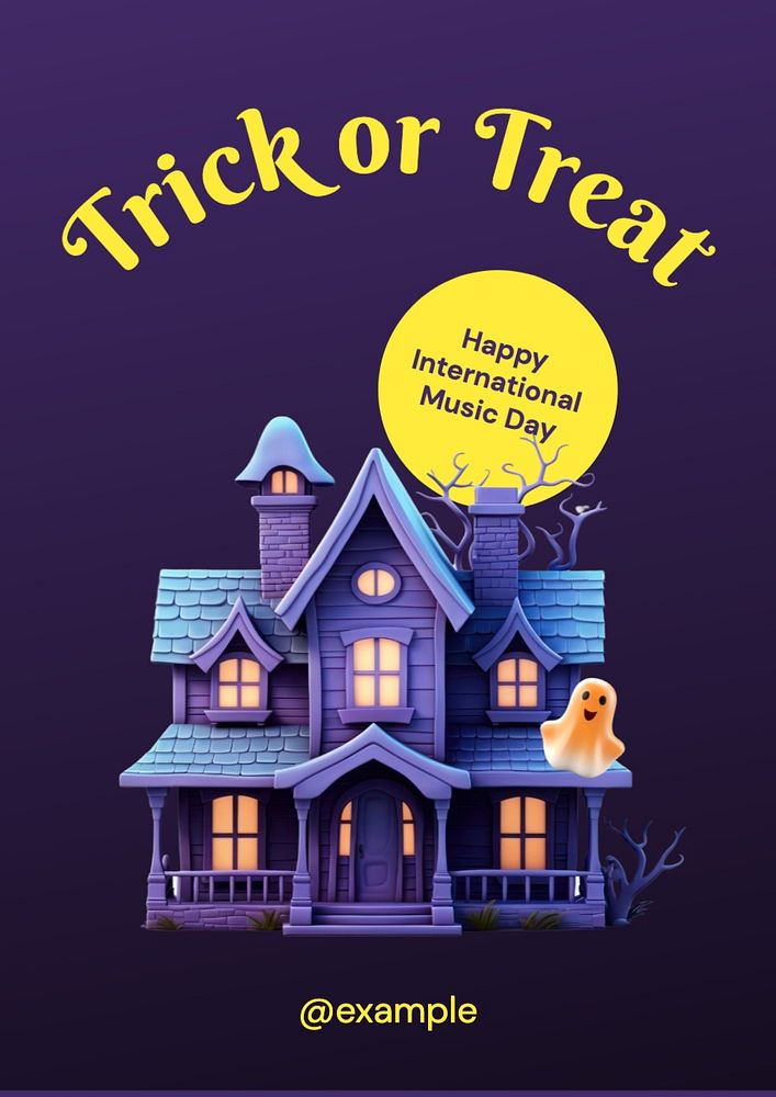 Trick or treat poster template, editable text and design