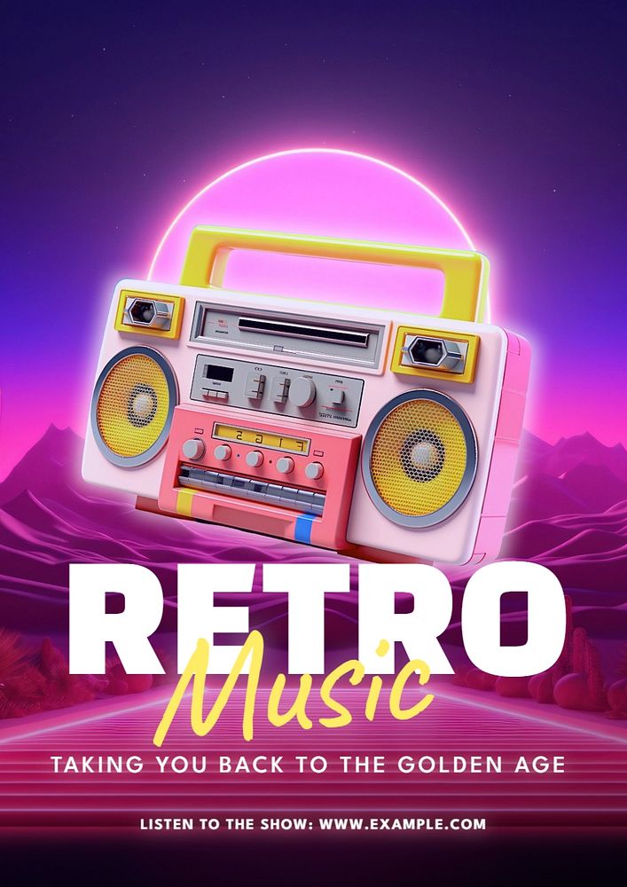 Retro music poster template, editable text and design