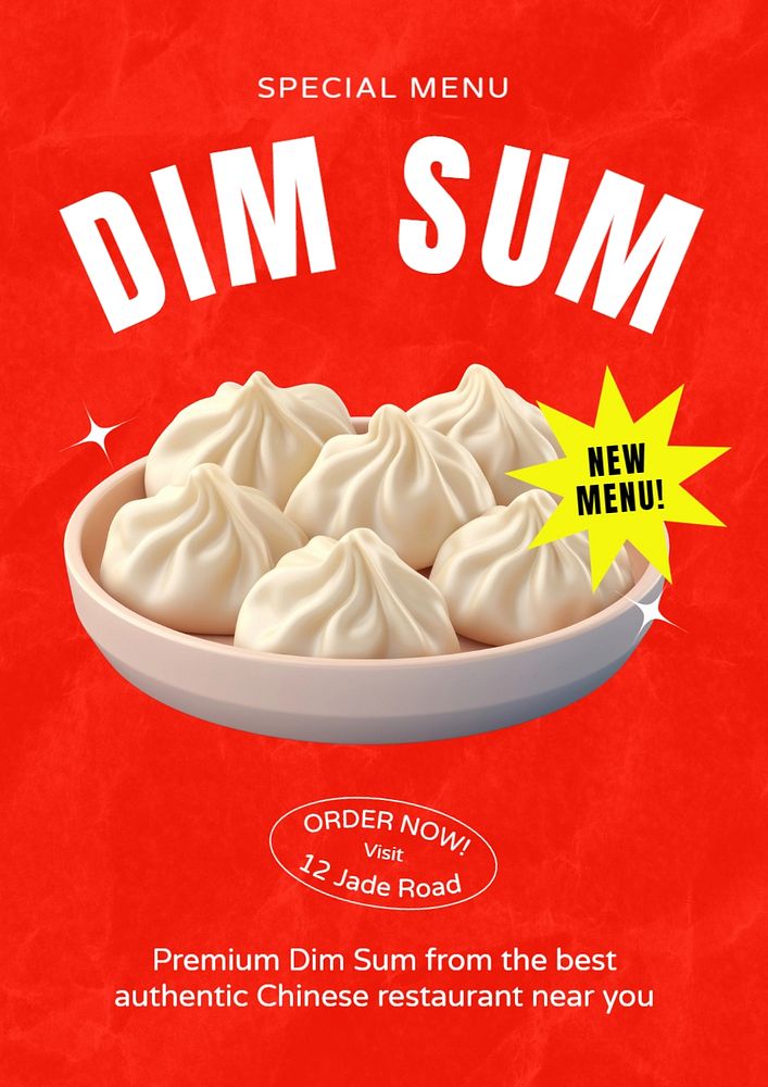 Dim sum poster template, editable text and design