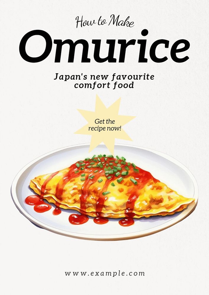 Omurice recipe poster template, editable text and design