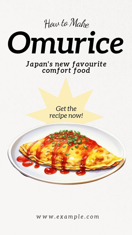 Omurice recipe Instagram story template, editable text