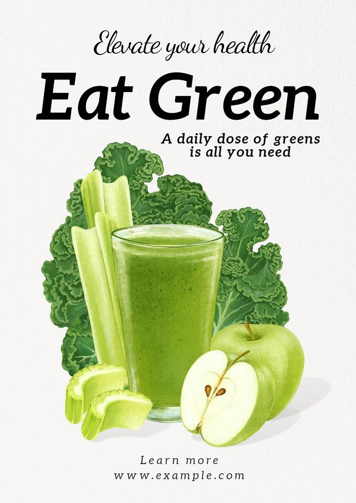 Eat green poster template, editable text and design