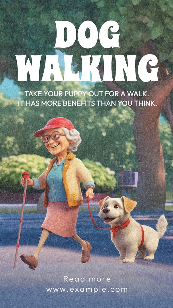 Dog walking benefits Instagram story template, editable text