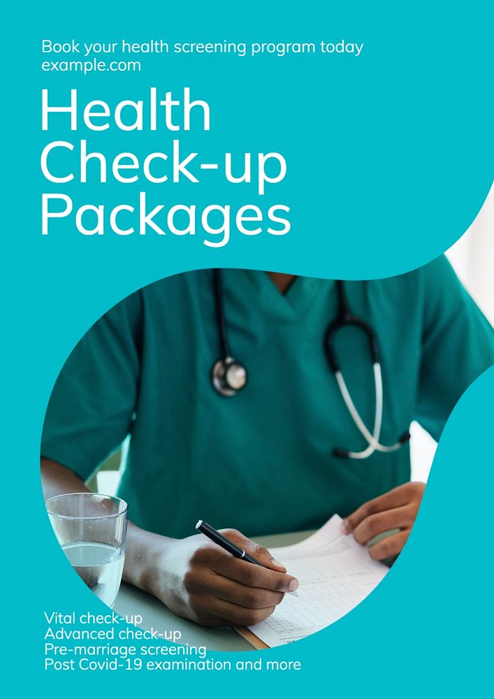 Health check-up packages poster template, editable text and design