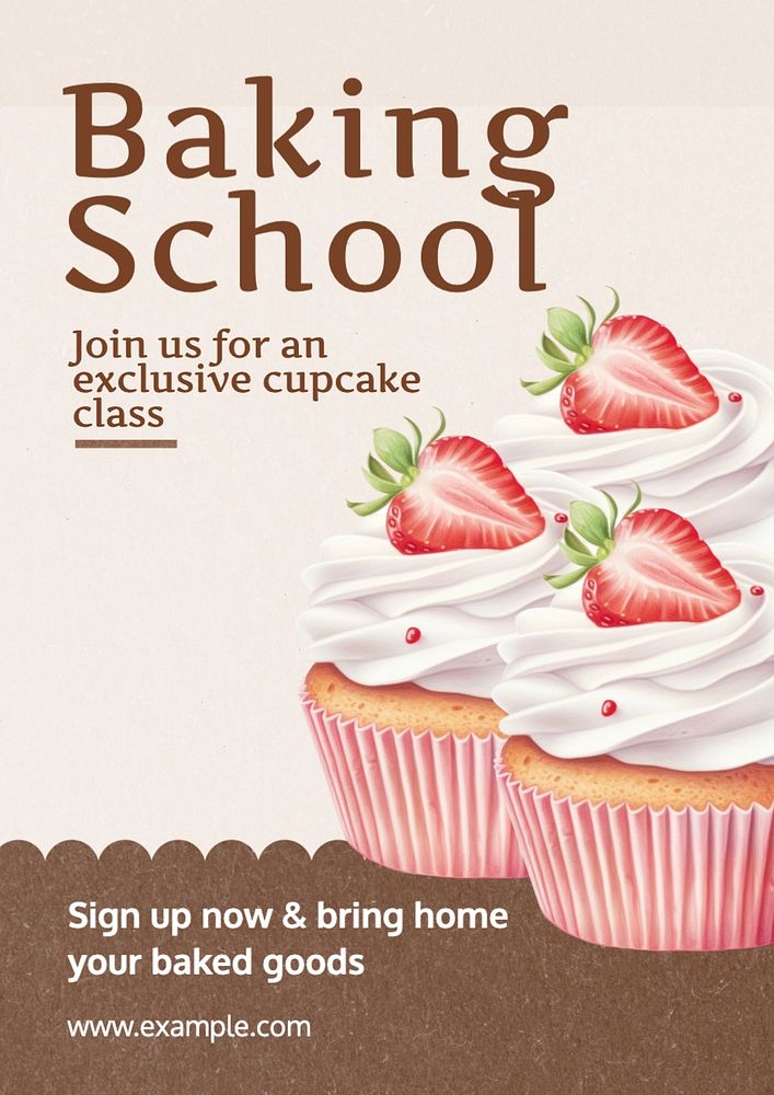 Baking school poster template, editable text and design