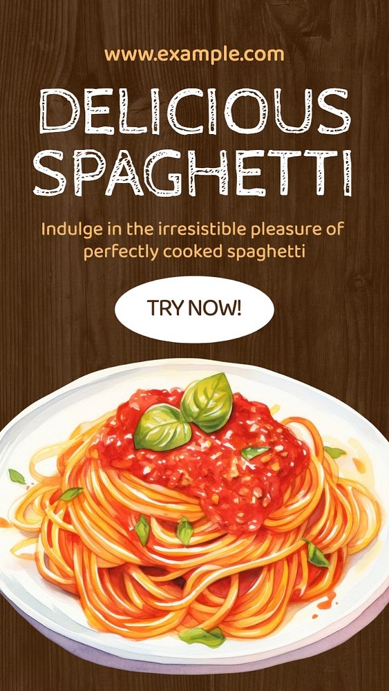 Delicious spaghetti Instagram story template, editable text